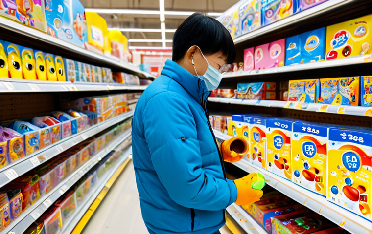 콩순이 완구의 안전성 - **

A parent carefully inspecting a 콩순이 toy's packaging, looking for safety certifications like CE o...