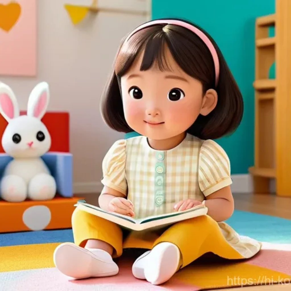 콩순이 캐릭터와 한국 문화 - **Prompt:** A heartwarming, cheerful 2D animated scene featuring a sweet young Korean girl with brig...