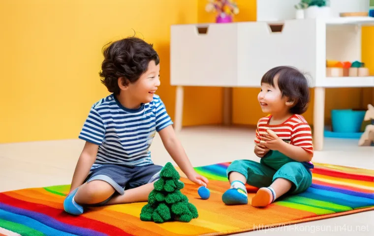 콩순이 피규어 컬렉션 - **Prompt for Children's Imaginative Play:**
    "A vibrant and cheerful scene depicting two young ch...