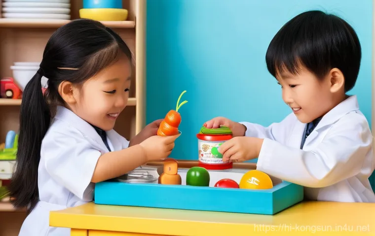 콩순이 브랜드 역사 - **Prompt 1: Classic Kongsooni Playtime**
    "A bright and cheerful image of a young child, approxim...