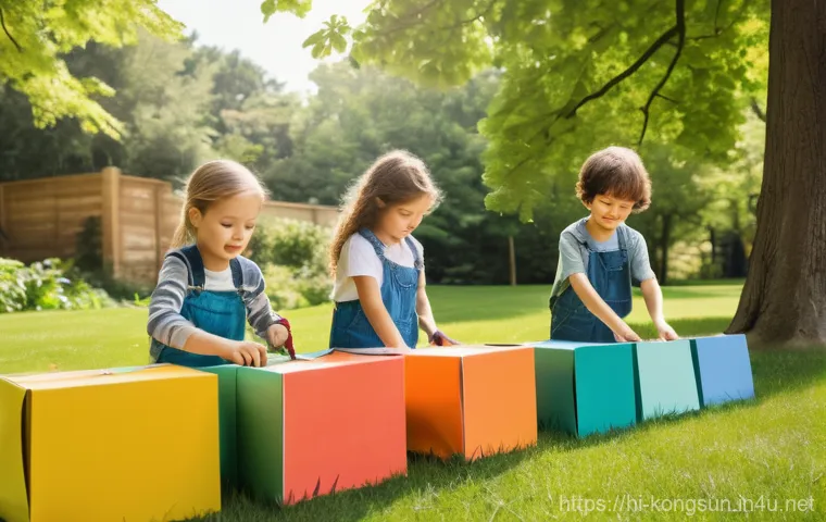 콩순이 캐릭터 아카데미 - **Prompt:** A group of diverse children (boys and girls, aged 5-9) gathered in a brightly lit, cozy ...