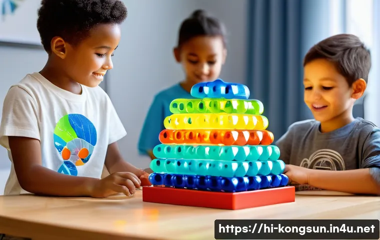 콩순이 완구 업계 트렌드 - **Prompt 1: Future Explorers with Smart STEM Toys**
    "A diverse group of children, aged 7-10, ent...