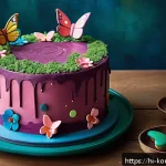 Home 18 콩순이 주제 생일 케이크 - A vibrant birthday cake decorated with natural colors derived from turmeric, beetroot juice, and spi...