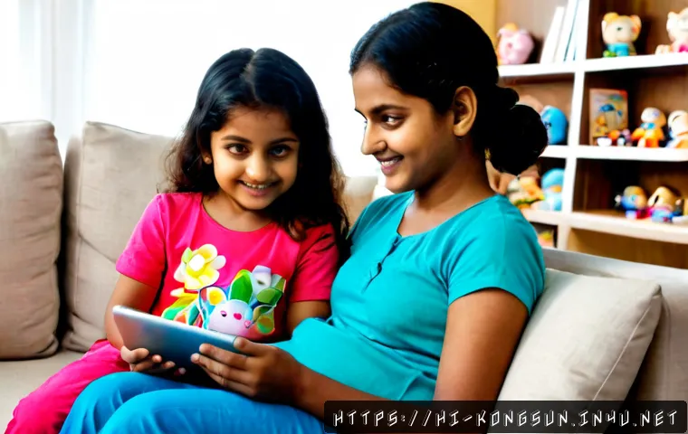 Home 17 콩순이 인기 영상 순위 - Photorealistic Indian family living room, a cheerful young child wearing colorful casual clothes sit...
